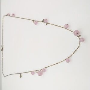 J. Crew Pink Necklace with Rose Quartz Beads and Faded Chain